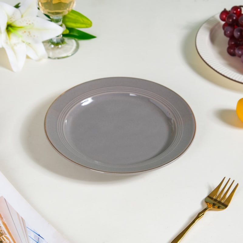 Ceramic Clay Snack Plate Grey 8 Inch - Serving plate, snack plate, dessert plate | Plates for dining & home decor