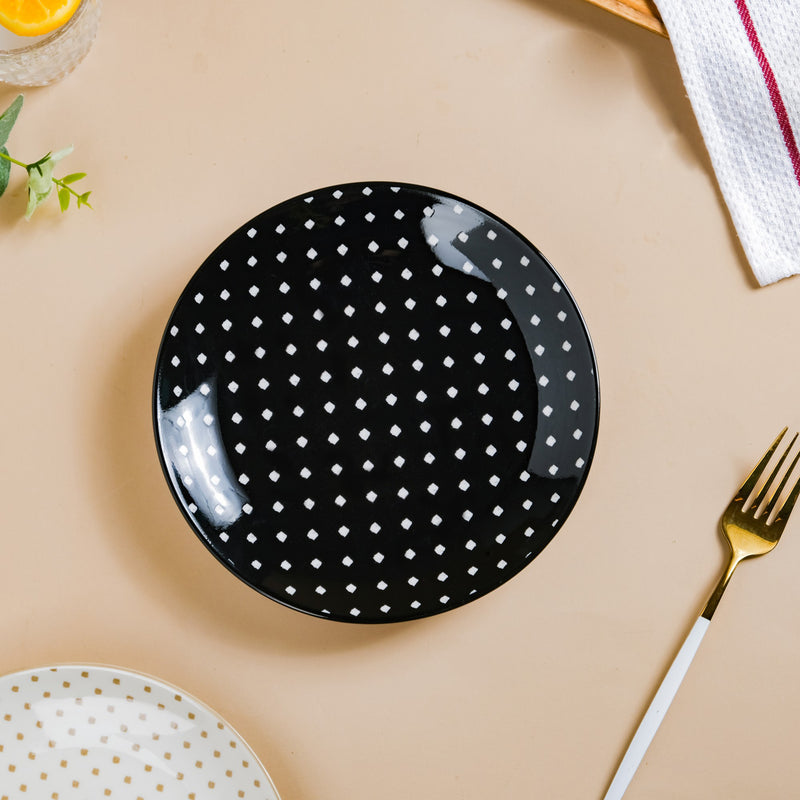 Retro Ceramic Snack Plate Black 7.5 Inch Set Of 2 - Serving plate, snack plate, dessert plate | Plates for dining & home decor