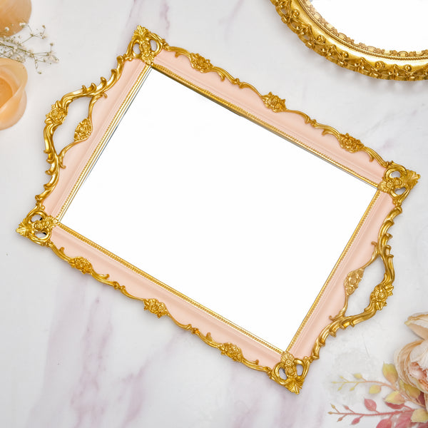 Theia Glam Square Gold Tray With Handles