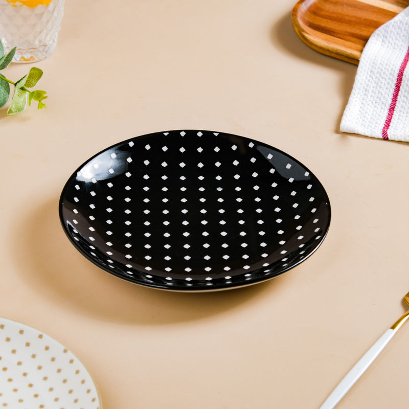 Retro Ceramic Snack Plate Black 7.5 Inch Set Of 2 - Serving plate, snack plate, dessert plate | Plates for dining & home decor