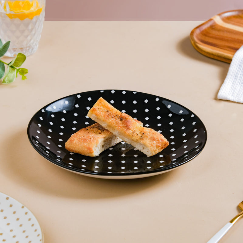 Retro Ceramic Snack Plate Black 7.5 Inch Set Of 2 - Serving plate, snack plate, dessert plate | Plates for dining & home decor