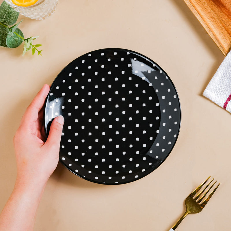 Retro Ceramic Snack Plate Black 7.5 Inch Set Of 2 - Serving plate, snack plate, dessert plate | Plates for dining & home decor