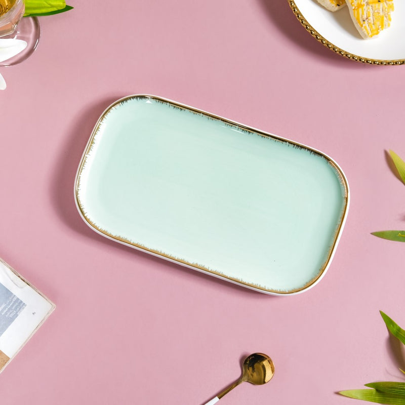 Rectangle Platter Mint - Ceramic platter, serving platter, fruit platter | Plates for dining table & home decor