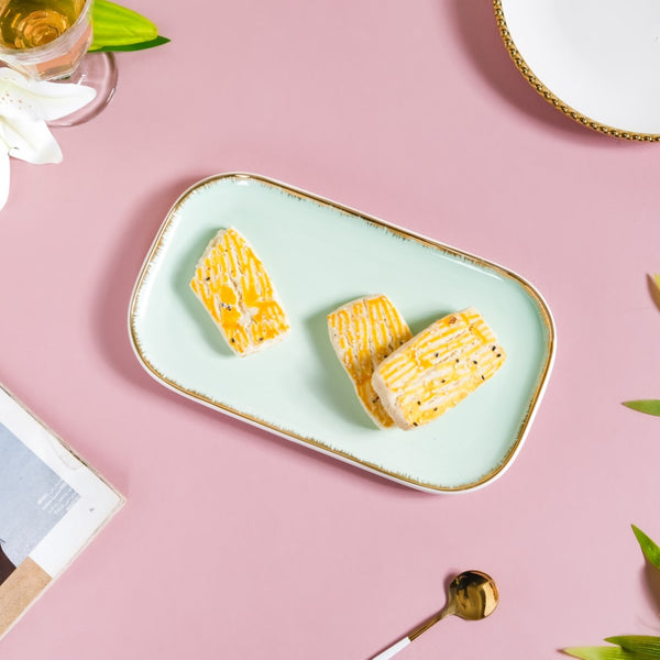 Rectangle Platter Mint - Ceramic platter, serving platter, fruit platter | Plates for dining table & home decor