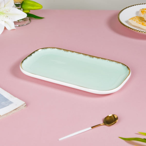 Rectangle Platter Mint - Ceramic platter, serving platter, fruit platter | Plates for dining table & home decor