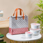 Luxe Velvet Lunch Bag Grey And Pink