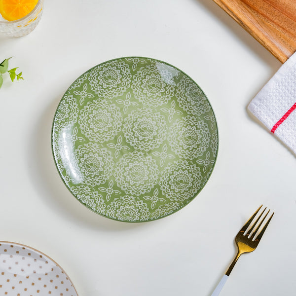 Ethnic Sage Green Snack Plate 7.5 Inch Set Of 2 - Serving plate, snack plate, dessert plate | Plates for dining & home decor