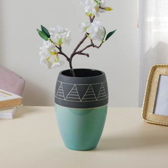 Blue and Black Vase - Flower vase for home decor, office and gifting | Home decoration items