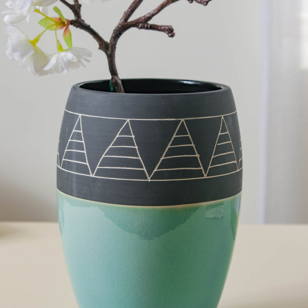 Blue and Black Vase - Flower vase for home decor, office and gifting | Home decoration items