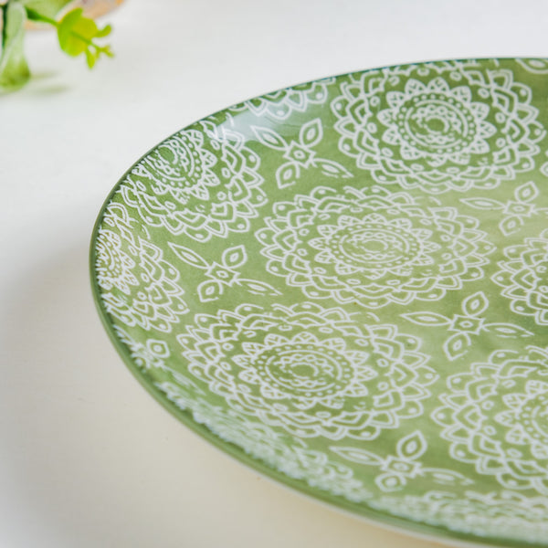 Ethnic Sage Green Snack Plate 7.5 Inch Set Of 2