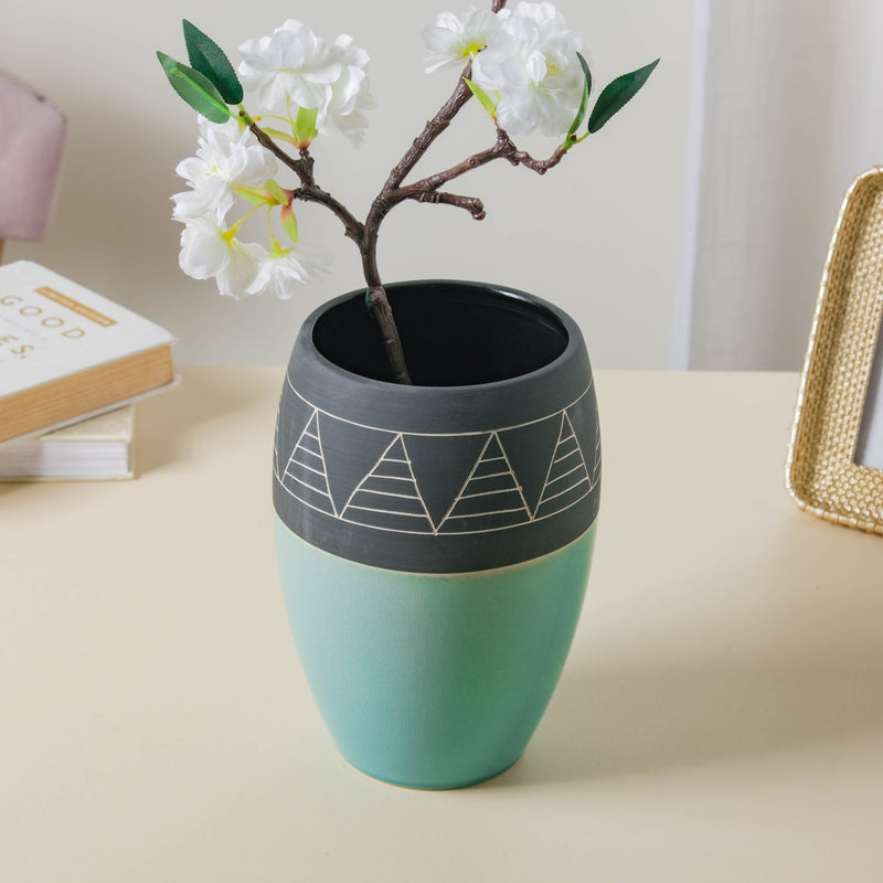 Blue and Black Vase - Flower vase for home decor, office and gifting | Home decoration items
