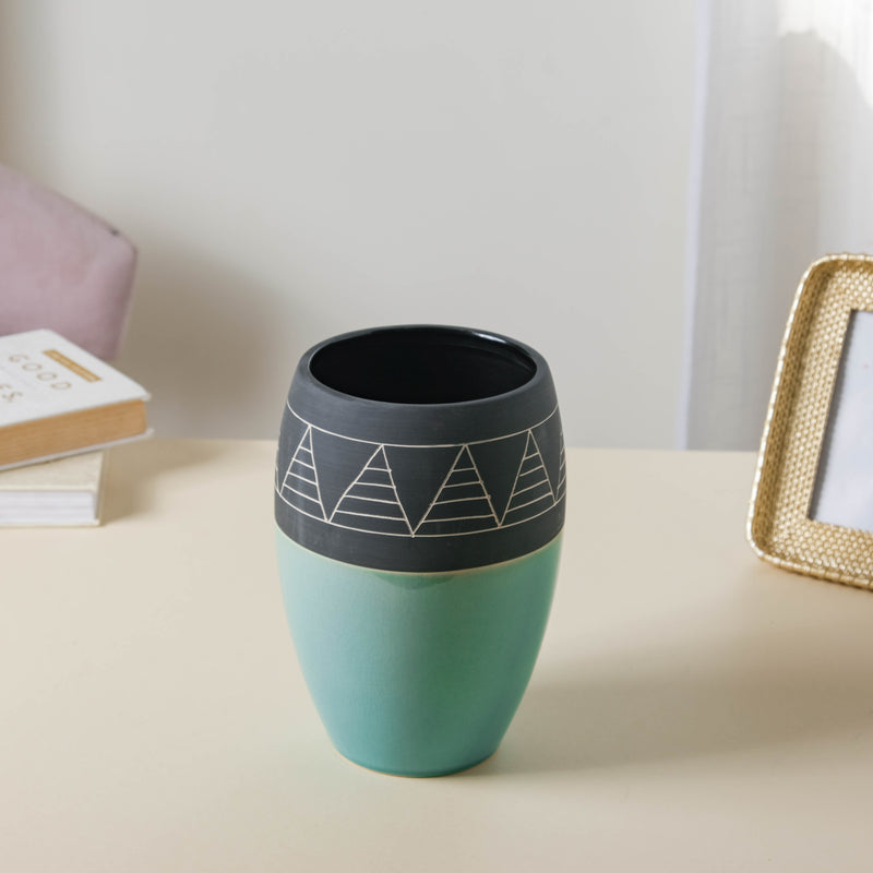 Blue and Black Vase - Flower vase for home decor, office and gifting | Home decoration items