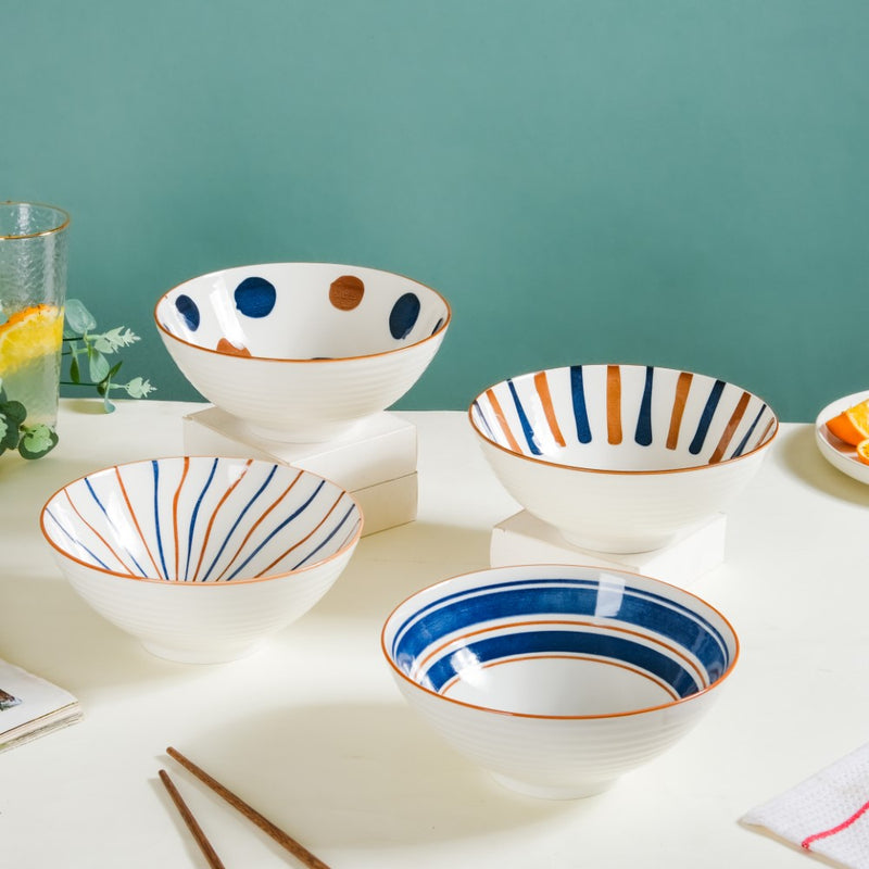 Meraki Ribbed Ramen Bowl 1 L - Soup bowl, ceramic bowl, ramen bowl, serving bowls, salad bowls, noodle bowl | Bowls for dining table & home decor