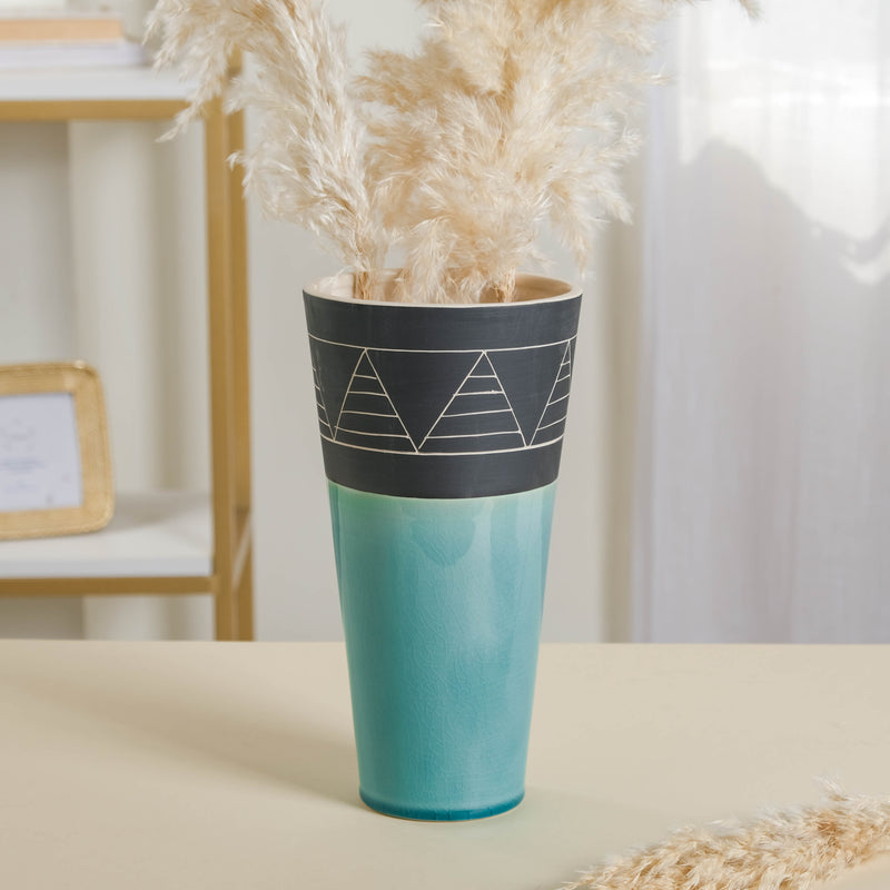 Blue Contemporary Vase - Flower vase for home decor, office and gifting | Home decoration items