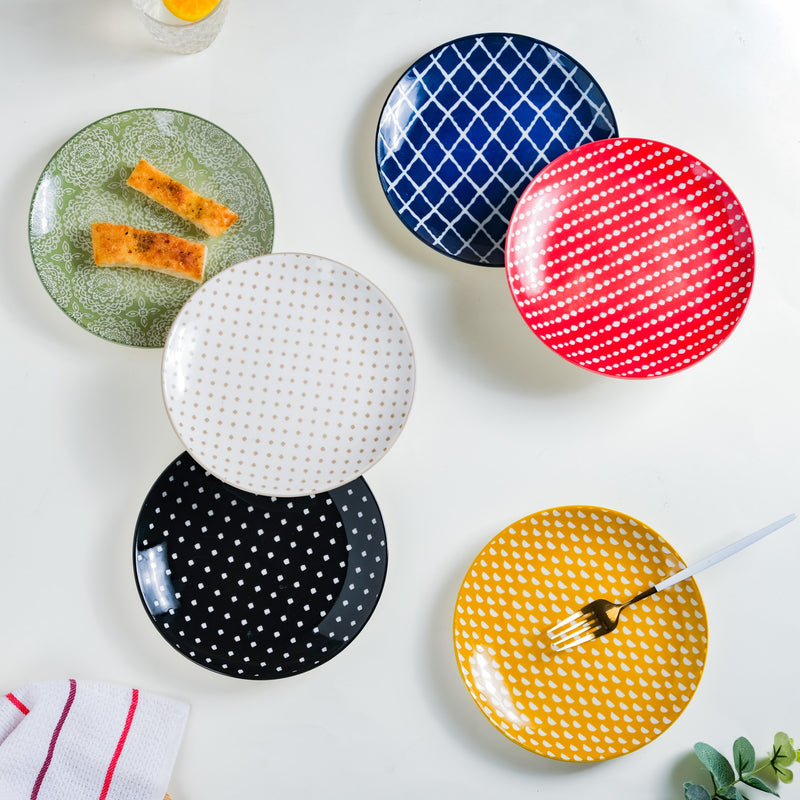 Geometric Mustard Snack Plate 7.5 Inch Set Of 2 - Serving plate, snack plate, dessert plate | Plates for dining & home decor