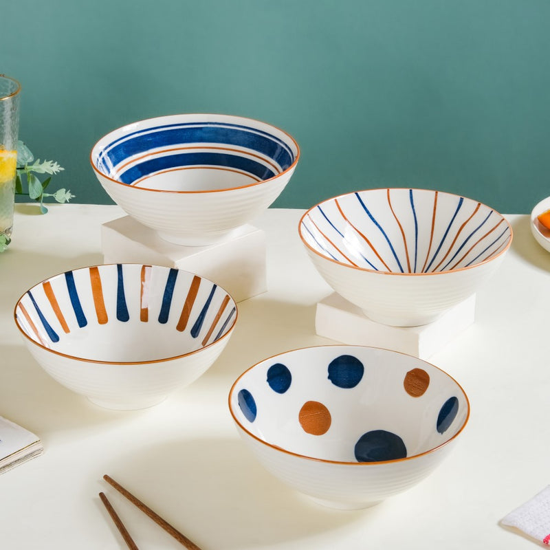 Meraki Ribbed Ramen Bowl 1 L - Soup bowl, ceramic bowl, ramen bowl, serving bowls, salad bowls, noodle bowl | Bowls for dining table & home decor