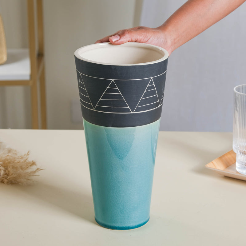 Blue Contemporary Vase - Flower vase for home decor, office and gifting | Home decoration items