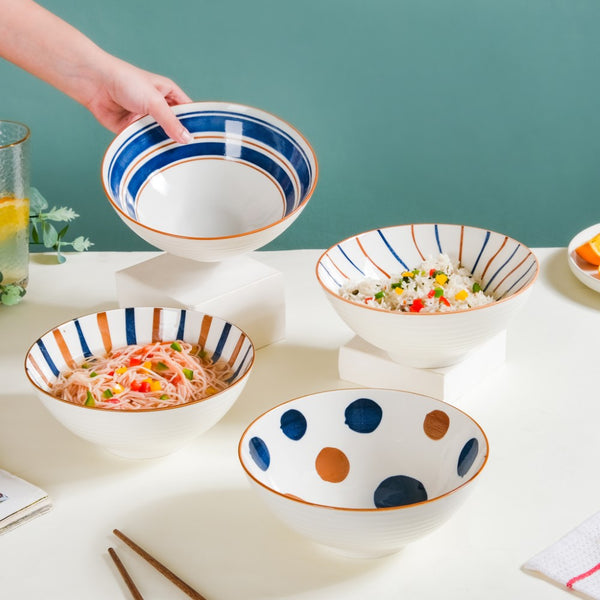Meraki Ribbed Ramen Bowl 1 L - Soup bowl, ceramic bowl, ramen bowl, serving bowls, salad bowls, noodle bowl | Bowls for dining table & home decor