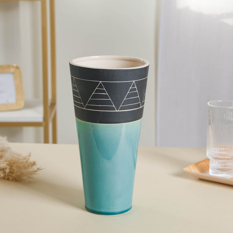 Blue Contemporary Vase - Flower vase for home decor, office and gifting | Home decoration items