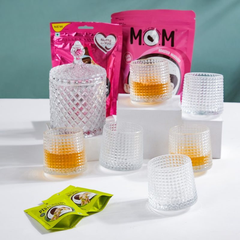 Glam Glassware And Snack Diwali Hamper Set Of 7