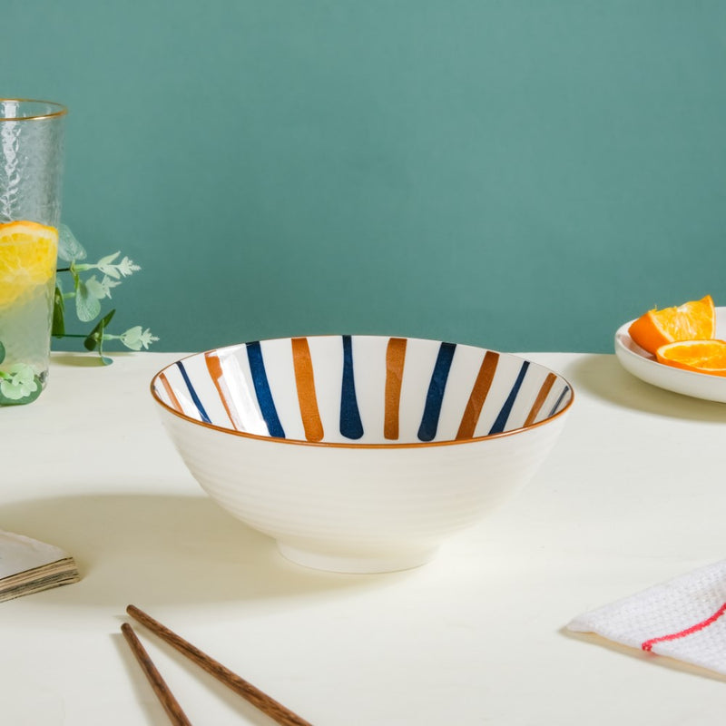 Meraki Ribbed Ramen Bowl 1 L - Soup bowl, ceramic bowl, ramen bowl, serving bowls, salad bowls, noodle bowl | Bowls for dining table & home decor