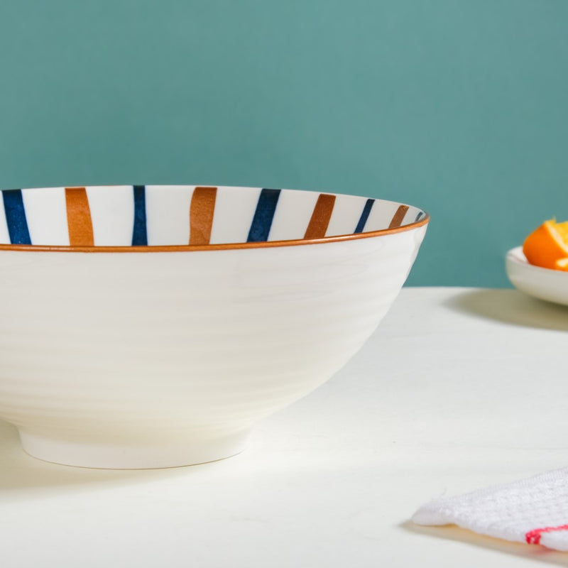 Meraki Ribbed Ramen Bowl 1 L - Soup bowl, ceramic bowl, ramen bowl, serving bowls, salad bowls, noodle bowl | Bowls for dining table & home decor