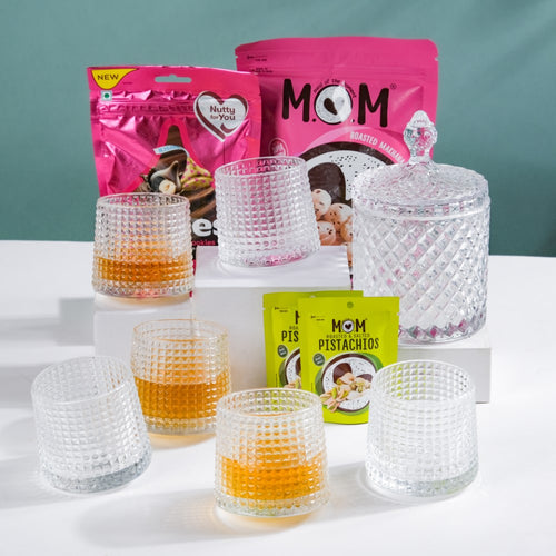 Glam Glassware And Snack Diwali Hamper Set Of 7