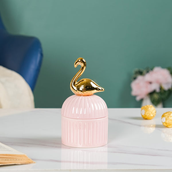 Swan Ceramic Canister Pink