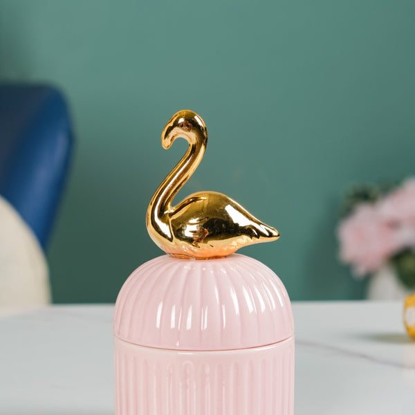 Swan Ceramic Canister Pink