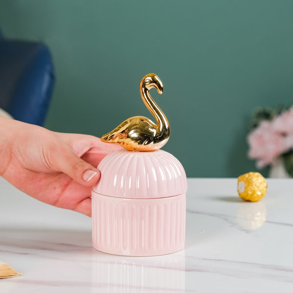 Swan Ceramic Canister Pink