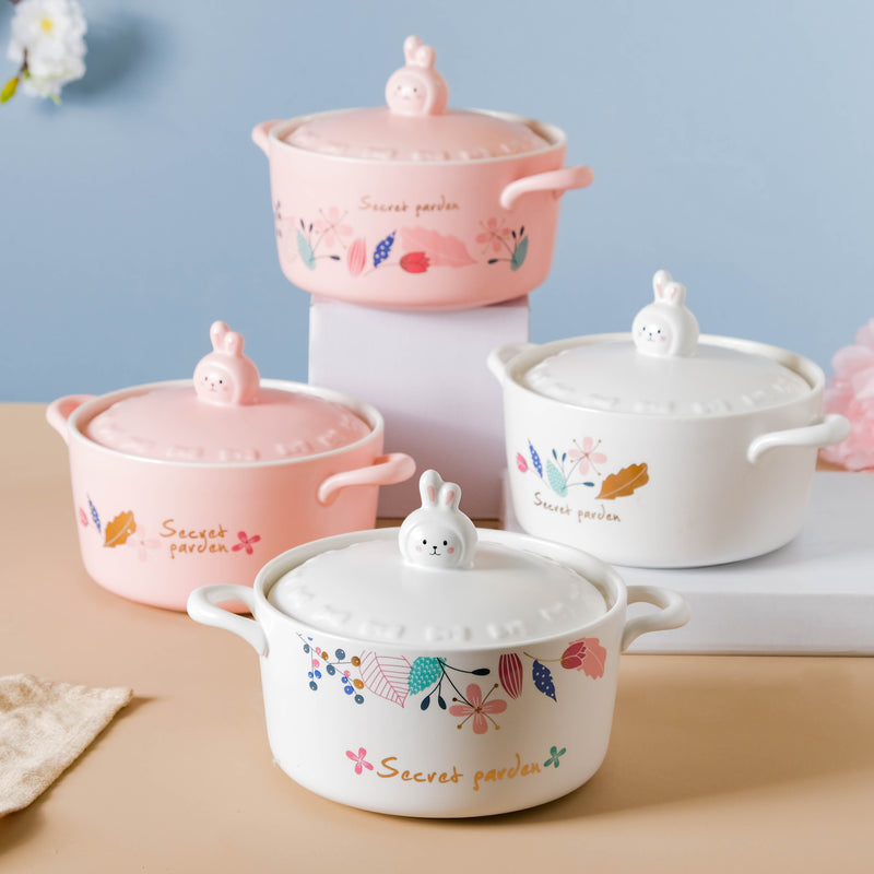 Blossom Pot - Serving bowl with lid, ceramic bowls with lids, noodle bowl, oven bowl, bowl with handle | Bowls for dining table & home decor