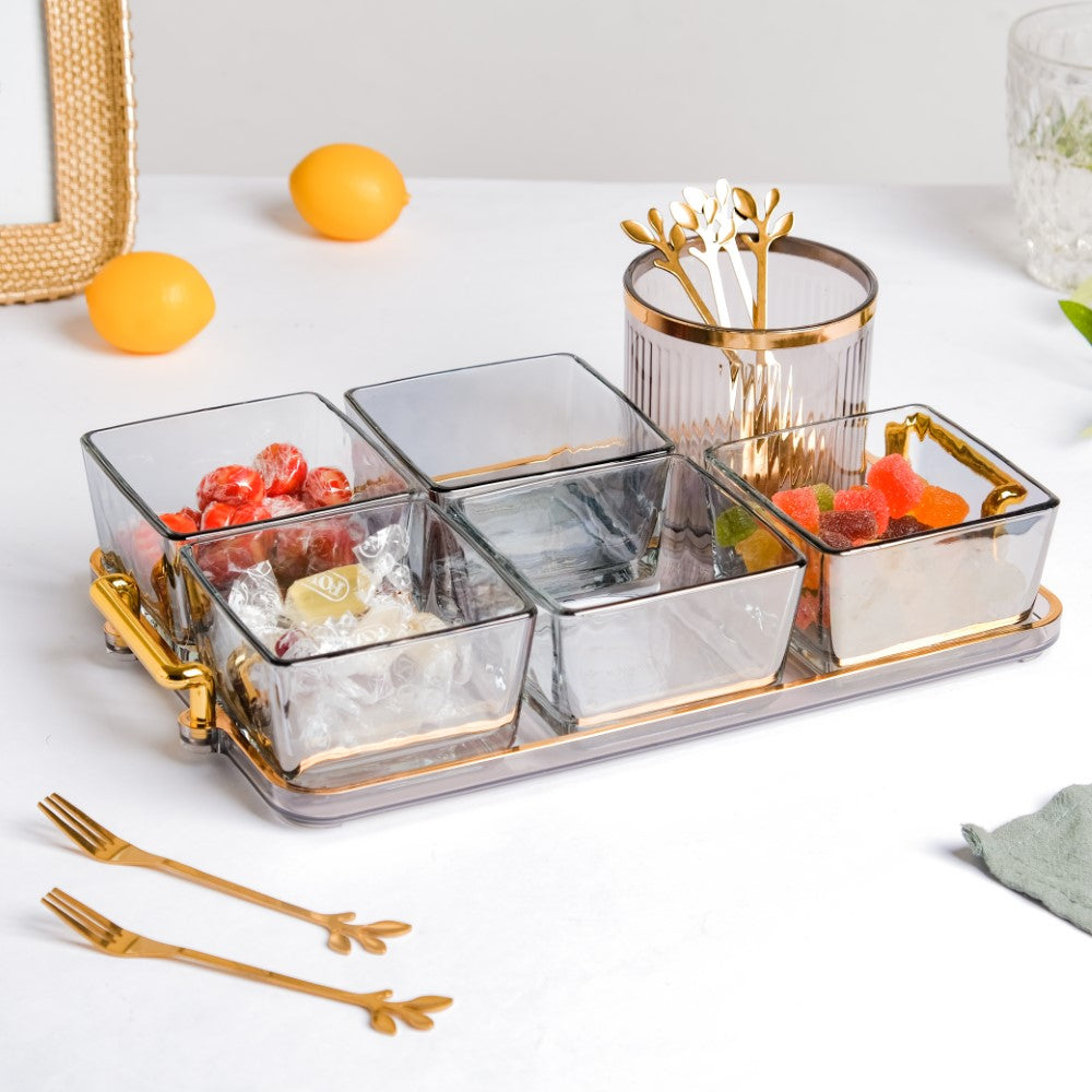 Serving Tray With Bowls Snacks Serving Set Nestasia