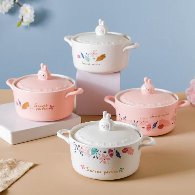 Blossom Pot - Serving bowl with lid, ceramic bowls with lids, noodle bowl, oven bowl, bowl with handle | Bowls for dining table & home decor