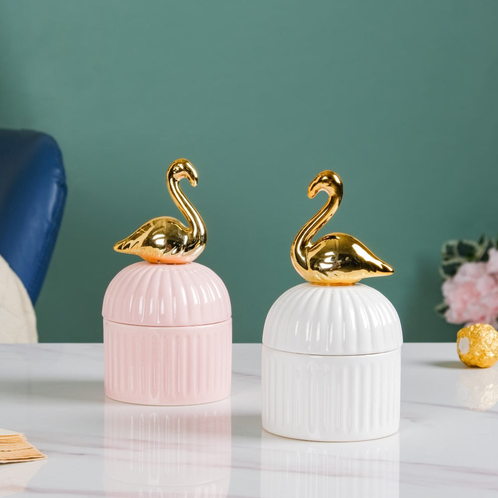 Swan Ceramic Canister Pink