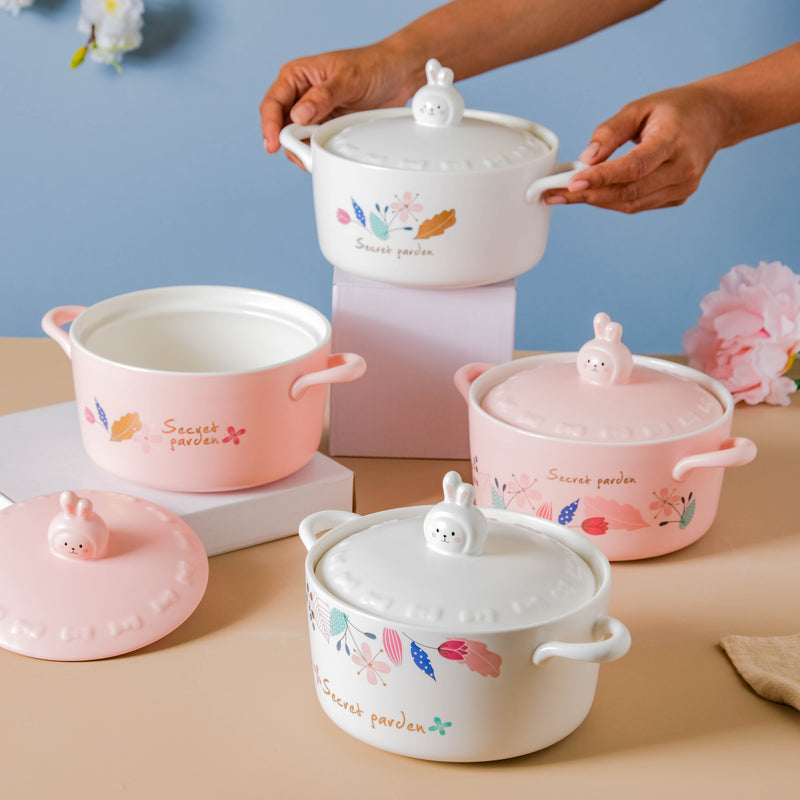 Blossom Pot - Serving bowl with lid, ceramic bowls with lids, noodle bowl, oven bowl, bowl with handle | Bowls for dining table & home decor