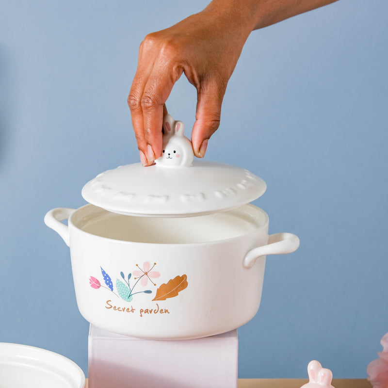 Blossom Pot - Serving bowl with lid, ceramic bowls with lids, noodle bowl, oven bowl, bowl with handle | Bowls for dining table & home decor