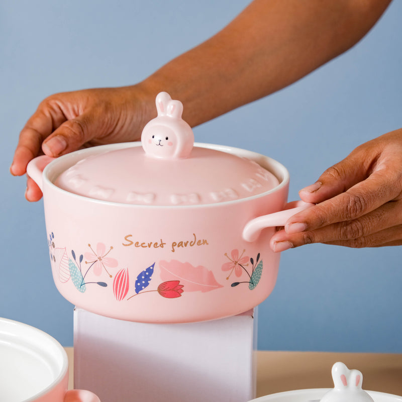 Blossom Pot - Serving bowl with lid, ceramic bowls with lids, noodle bowl, oven bowl, bowl with handle | Bowls for dining table & home decor