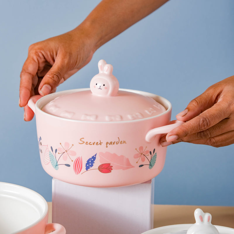 Blossom Pot - Serving bowl with lid, ceramic bowls with lids, noodle bowl, oven bowl, bowl with handle | Bowls for dining table & home decor