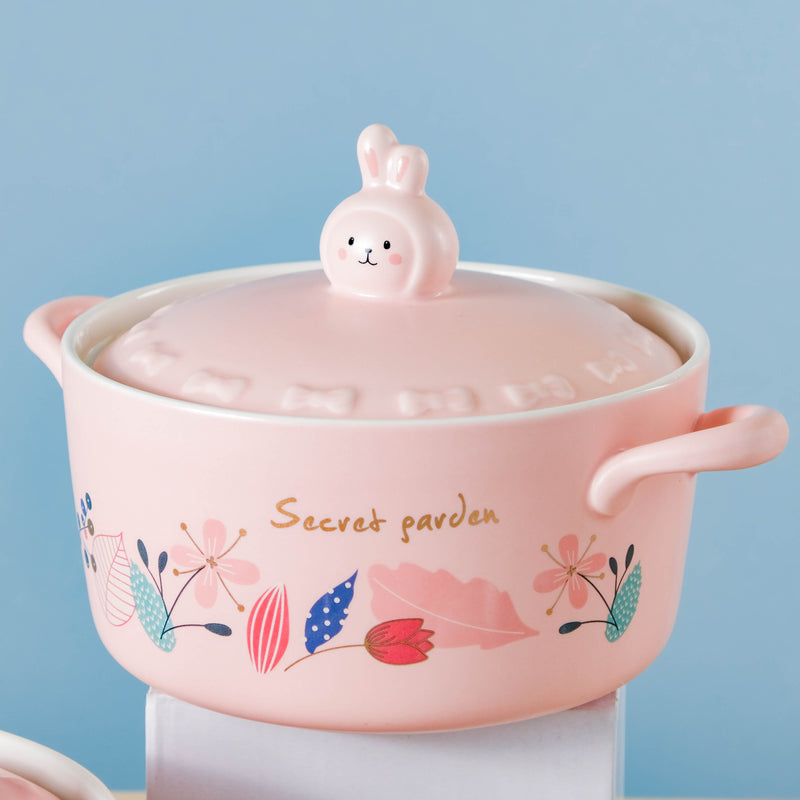 Blossom Pot - Serving bowl with lid, ceramic bowls with lids, noodle bowl, oven bowl, bowl with handle | Bowls for dining table & home decor