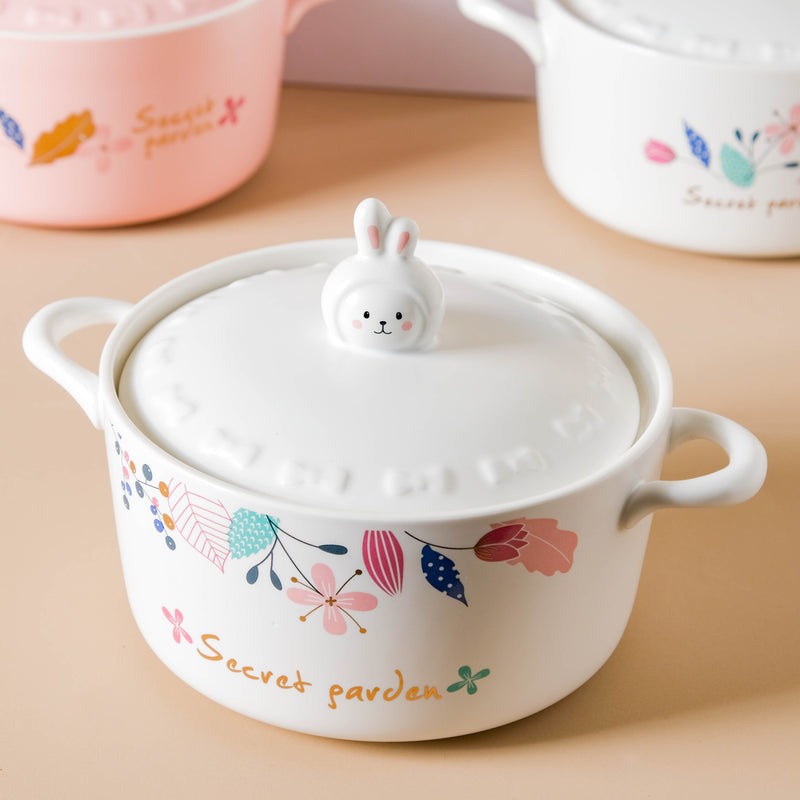 Blossom Pot - Serving bowl with lid, ceramic bowls with lids, noodle bowl, oven bowl, bowl with handle | Bowls for dining table & home decor