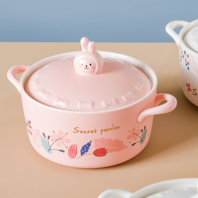 Blossom Pot - Serving bowl with lid, ceramic bowls with lids, noodle bowl, oven bowl, bowl with handle | Bowls for dining table & home decor