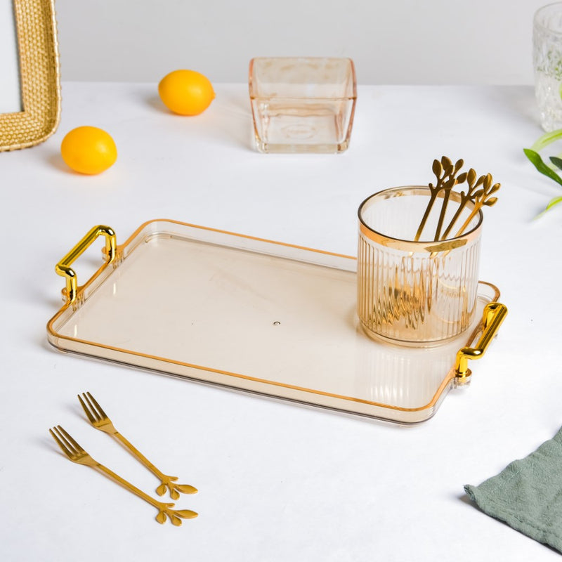 Amber Glassware Set of Bowls Spoons Tumbler - Bowls, small glass bowls, snack serving bowls, section bowls, small serving bowls | Bowls for dining table & home decor