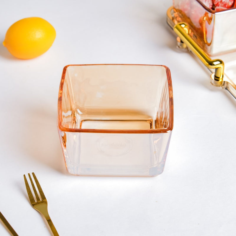 Amber Glassware Set of Bowls Spoons Tumbler - Bowls, small glass bowls, snack serving bowls, section bowls, small serving bowls | Bowls for dining table & home decor
