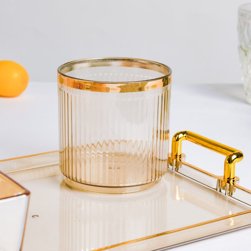 Amber Glassware Set of Bowls Spoons Tumbler - Bowls, small glass bowls, snack serving bowls, section bowls, small serving bowls | Bowls for dining table & home decor