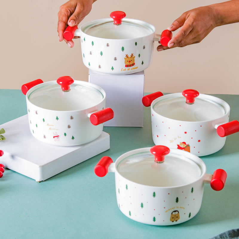 Patterned Bowl With Lid - Serving bowl with lid, ceramic bowls with lids, noodle bowl, oven bowl, bowl with handle | Bowls for dining table & home decor