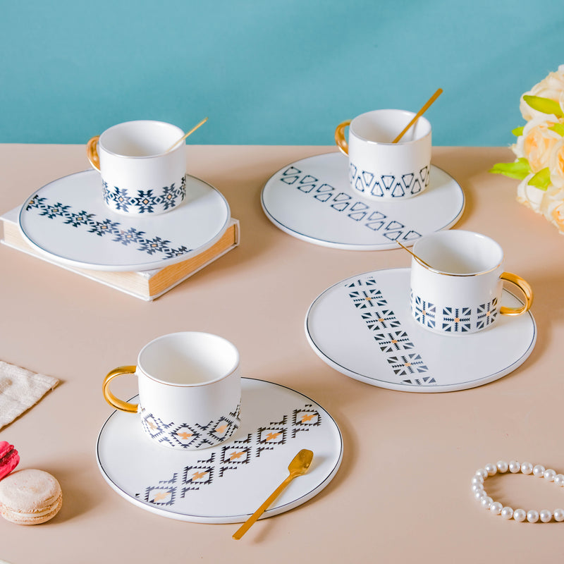 Geometric Cup And Plate Set- Tea cup, coffee cup, cup for tea | Cups and Mugs for Office Table & Home Decoration