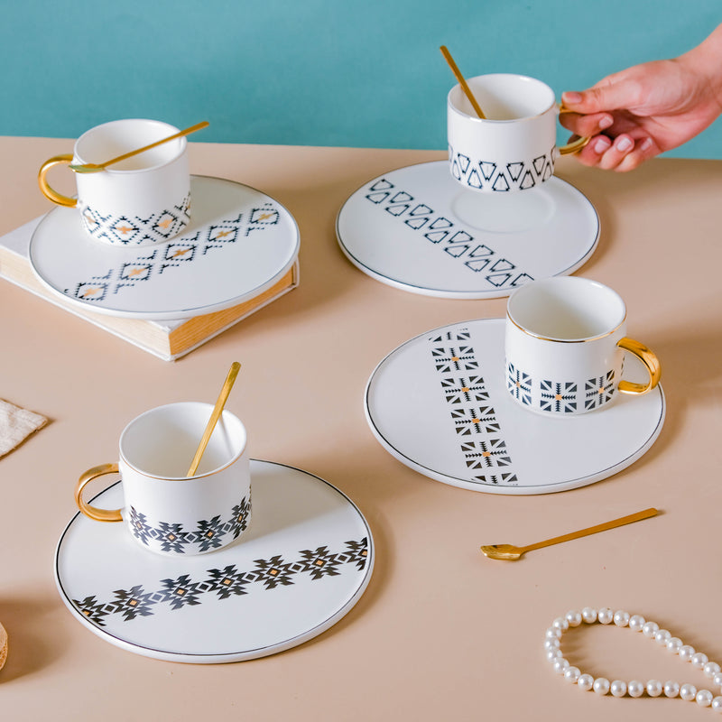 Geometric Cup And Plate Set- Tea cup, coffee cup, cup for tea | Cups and Mugs for Office Table & Home Decoration