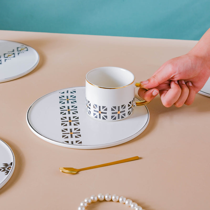 Geometric Cup And Plate Set- Tea cup, coffee cup, cup for tea | Cups and Mugs for Office Table & Home Decoration