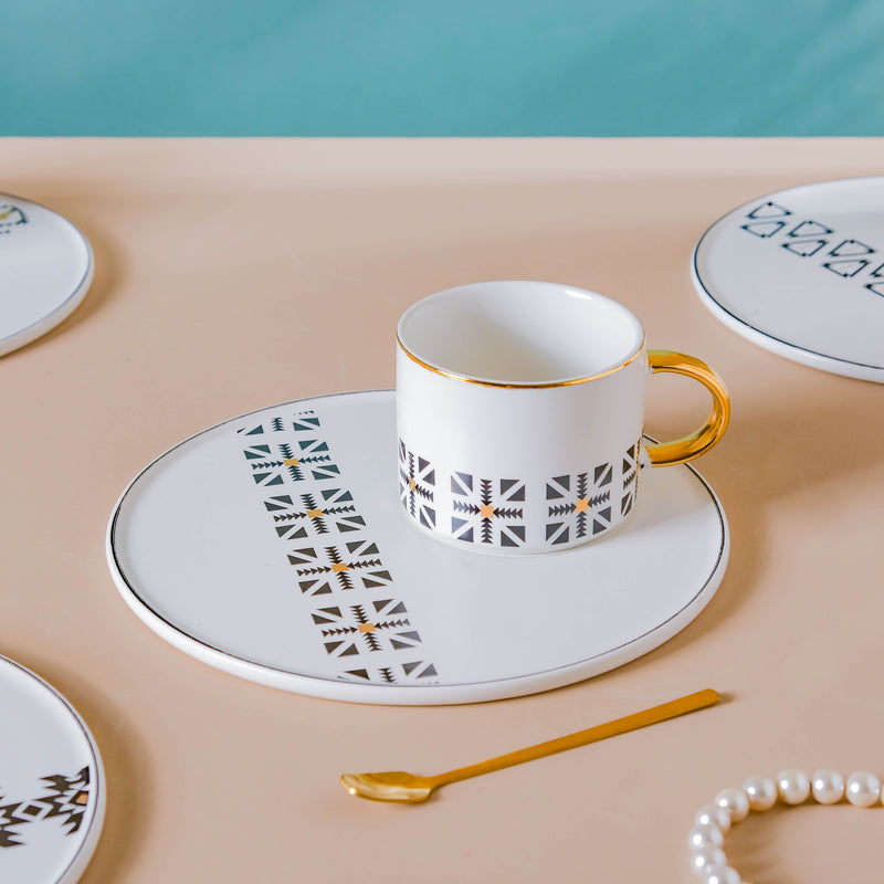 Geometric Cup And Plate Set- Tea cup, coffee cup, cup for tea | Cups and Mugs for Office Table & Home Decoration