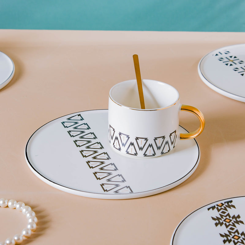 Geometric Cup And Plate Set- Tea cup, coffee cup, cup for tea | Cups and Mugs for Office Table & Home Decoration